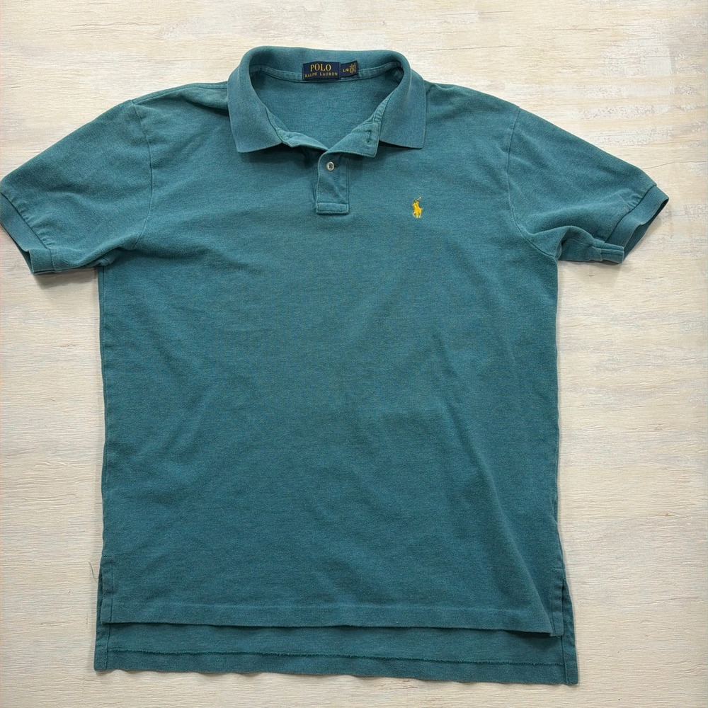 Polo Ralph Lauren Polo Shirt Large Short Sleeve Pony Logo Teal Blue Mens